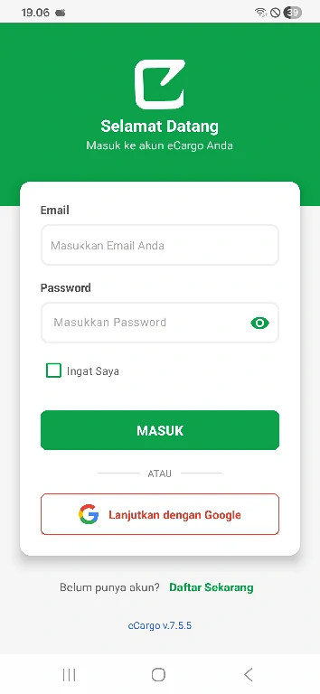 Fitur eCargo: Login